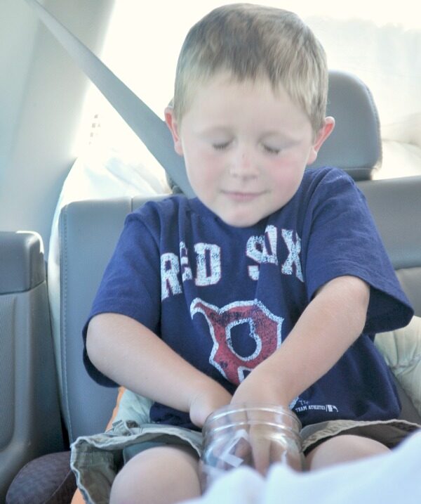 Photo of Andie's son Boston playing the road trip game