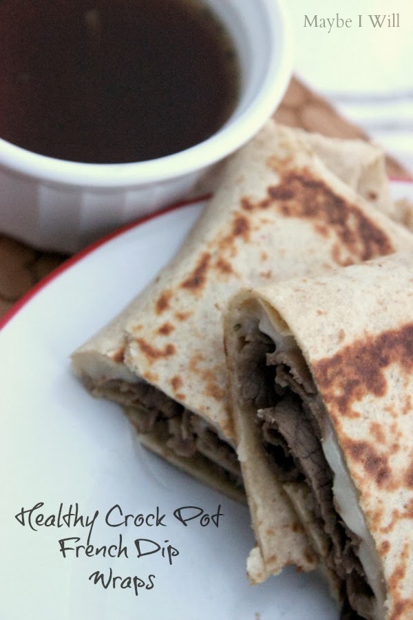Healthy Crock Pot French Dip Wraps.... Delightfully delicious and healthy take on a classic!! #healthyeats #easydinner #crockpot