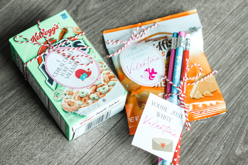 Photo of valentine's gifts for day 3, 4, and 5 - Cereal, Gold Fish and Pencils 
