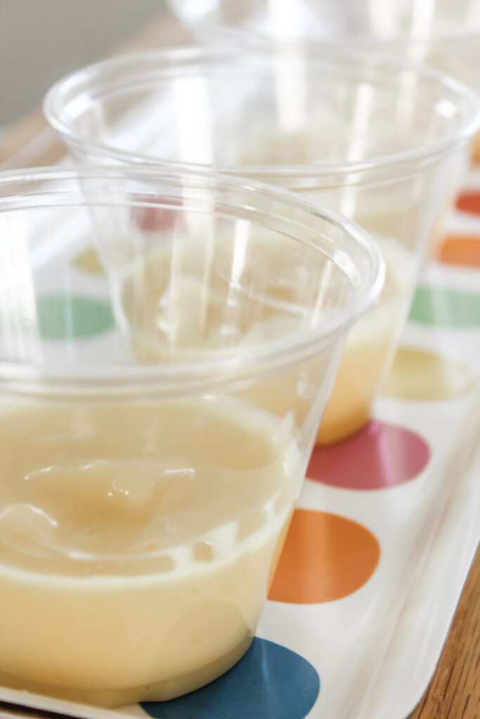 Photo of prep; Yellow Layer of Halloween Pudding Cups