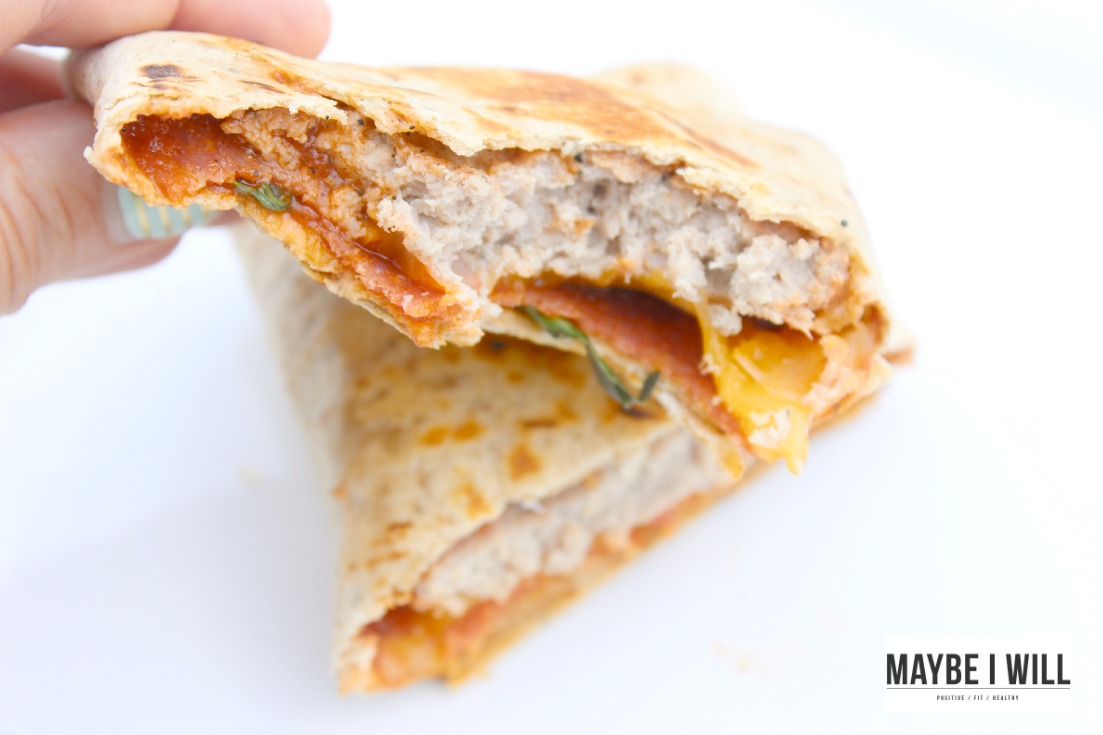 Turkey Pizza Burger with Protein Flatout Wraps