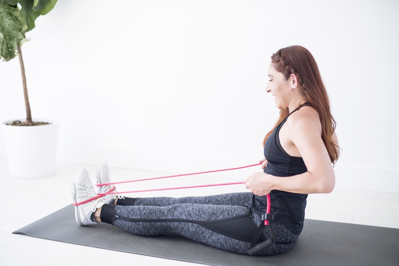 Seated row using a resistance band 