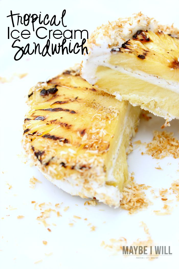 These Tropical Ice Cream Sandwiches are what dreams are made of!! Ice Cream + Grilled Pineapple+ Toasted Coconut = PURE perfection!