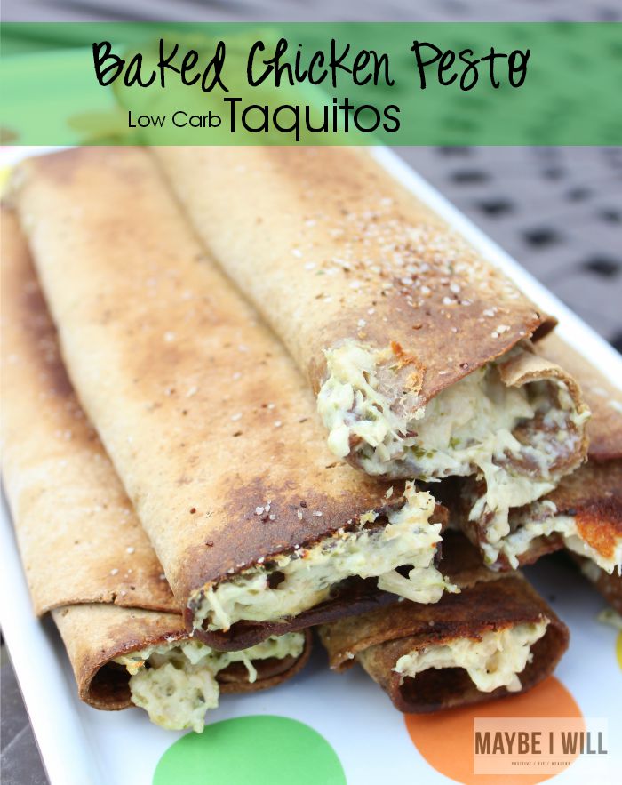 Baked Chicken Pesto Taquitoes