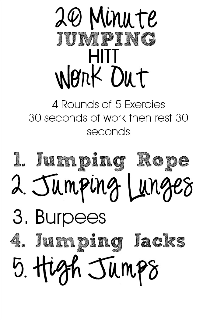 20 Minute Jumping HITT Workout Printable