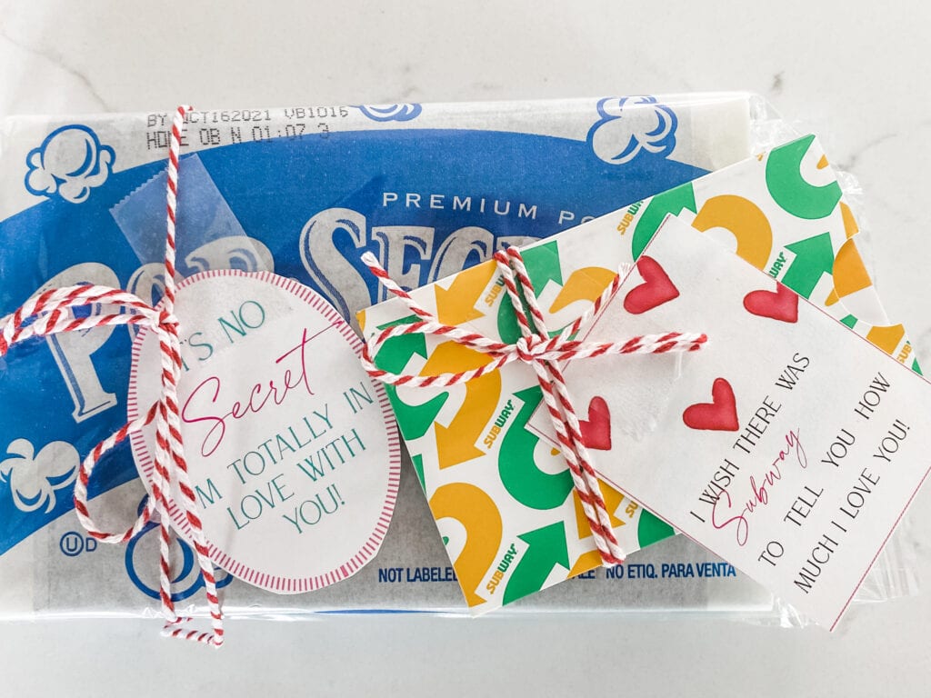 Gifts for Valentine's Day. Days 6-7 Pop Secret Popcorn and a Subway Gift Card. 
