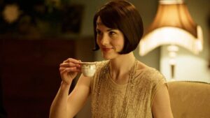 downton abbey photo of Lady Mary drinking tea