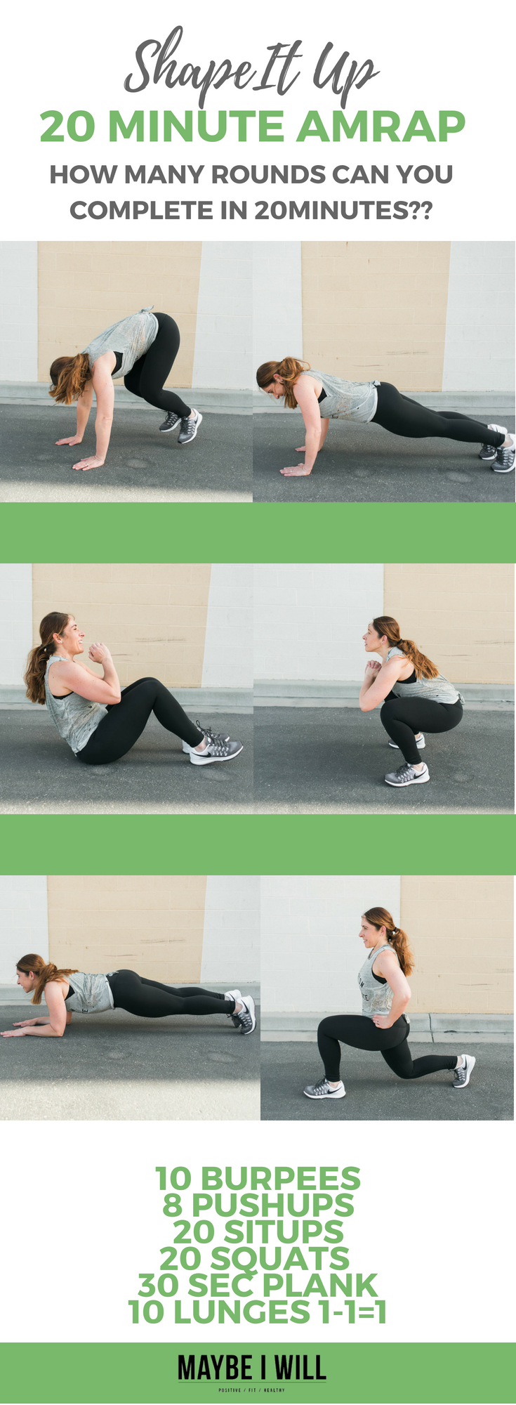 Looking for a fun way to challenge yourself - this 20 minute AMRAP can be done anywhere and will push you to improve each time you complete it! 