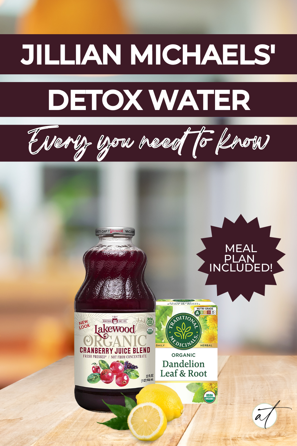 Hero image of All natural cranberry juice, dandelion tea, and lemon the three main ingredients of Jillian Michaels Detox Tea