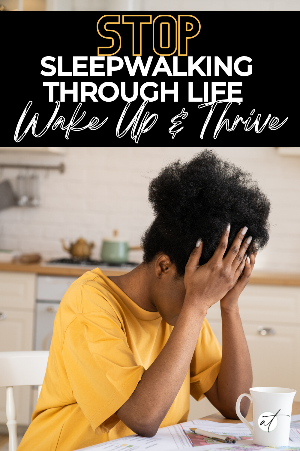 Photo of woman anxious and upset she is sleepwalking through life and is not in charge of it.