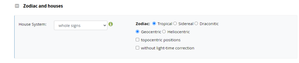 Screenshot image of how to run a natal birth chart on Astro.com 