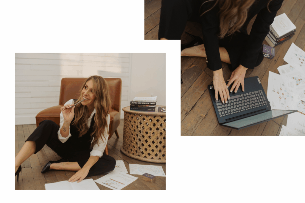 Photos of Andie working on the Andie Thueson Blog